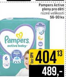Pampers Active pleny pro děti různé velikosti 56-90 ks