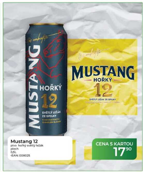 Mustang 12 pivo hořký světlý ležák plech 0,5L