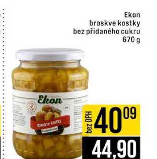 Ekon broskve kostky bez přidaného cukru 670 g