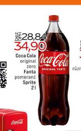Coca Cola original zero Fanta pomeranč Sprite 2l
