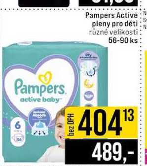 Pampers Active pleny pro děti různé velikosti 56-90 ks