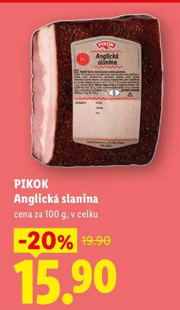 PIKOK Anglická slanina, cena za 100 g