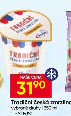 Tradiční česká zmrzlino vybrané druhy 350 ml