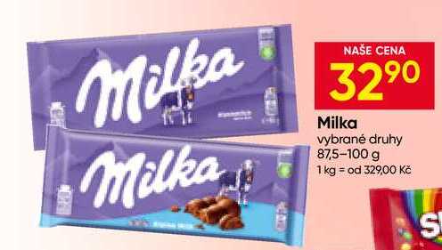 Milka vybrané druhy 87,5-100 g