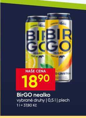 BirGO nealko vybrané druhy 0,5l plech