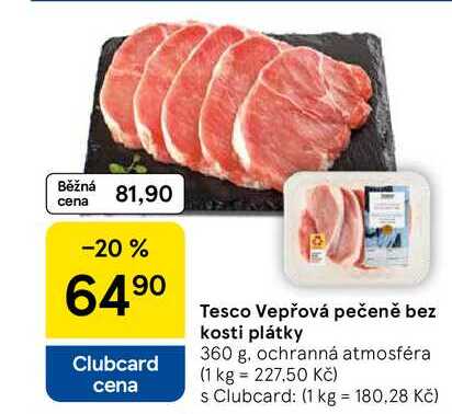Tesco Vepřová pečeně bez kosti plátky, 360 g