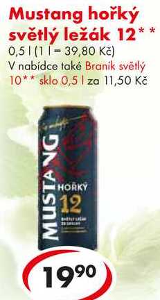 Mustang hořký světlý ležák 12, 0,5 l