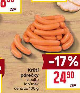 Krůtí párečky z pultu lahůdek cena za 100 g