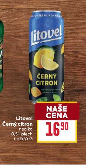 Litovel Černý citron nealko 0,51, plech