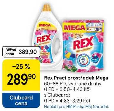 Rex Prací prostředek, 60-88 PD, vybrané druhy