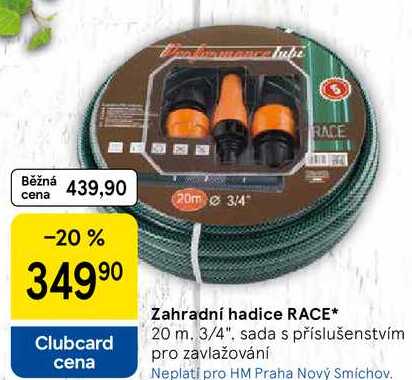 Zahradní hadice RACE, 20 m. 3/4". sada s příslušenstvím pro zavlažování  