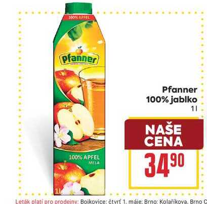 Pfanner 100% jablko 1l
