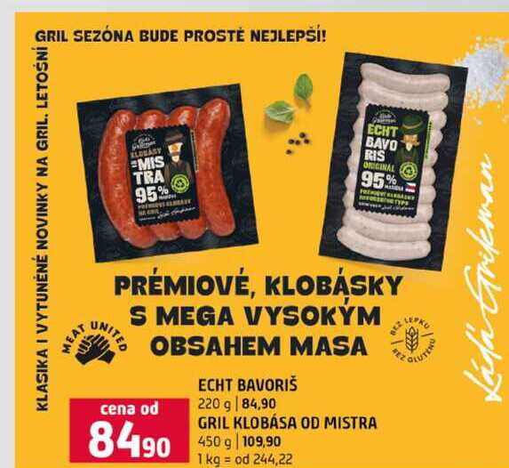 ECHT BAVORIŠ 220 g GRIL KLOBÁSA OD MISTRA 450 g