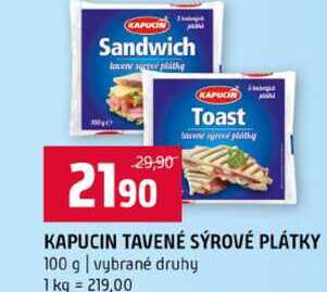 KAPUCIN TAVENÉ SÝROVÉ PLÁTKY 100 g vybrané druhy
