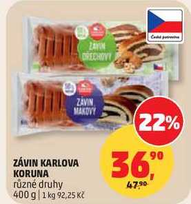 ZÁVIN KARLOVA KORUNA různé druhy, 400 g 