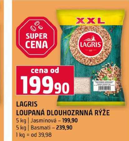 LAGRIS LOUPANÁ DLOUHOZRNNÁ RÝŽE 5 kg Jasmínová 5 kg Basmati