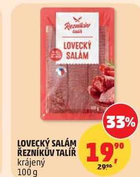 LOVECKÝ SALÁM ŘEZNÍKŮV TALÍŘ krájený, 100 g
