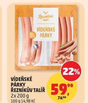 VÍDEŇSKÉ PÁRKY ŘEZNÍKŮV TALÍŘ, 2x 200 g