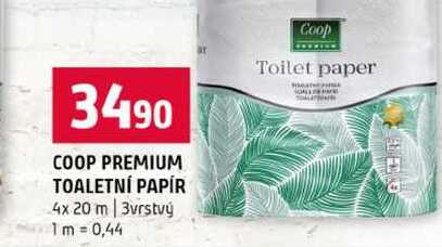 COOP PREMIUM TOALETNÍ PAPÍR 4x 20 m 3vrstvý