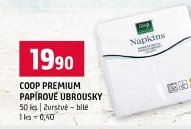 COOP PREMIUM PAPÍROVÉ UBROUSKY 50 ks 2vrstvé bílé