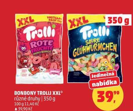 BONBONY TROLLI XXL různé druhy, 350 g