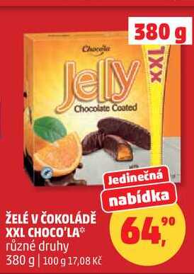 ŽELÉ V ČOKOLÁDĚ XXL CHOCO'LA různé druhy, 380 g