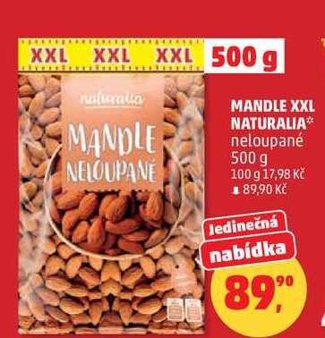 MANDLE XXL NATURALIA neloupané, 500 g 