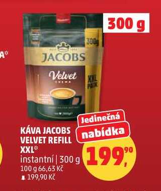 KÁVA JACOBS VELVET REFILL XXL instantní, 300 g 