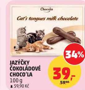 JAZÝČKY ČOKOLÁDOVÉ CHOCO'LA, 100 g