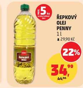 ŘEPKOVÝ OLEJ PENNY, 1 l 