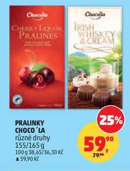 PRALINKY CHOCO´LA různé druhy, 155/165 g  