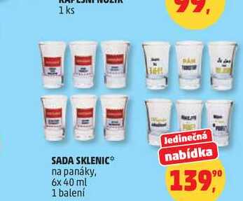 SADA SKLENIC na panáky, 6x 40 ml