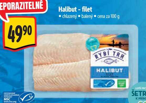 Halibut - filet, cena za 100 g