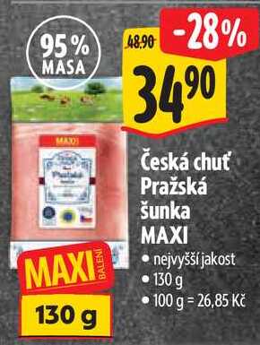 Česká chuť Pražská šunka MAXI, 130 g