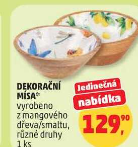 DEKORAČNÍ MÍSA vyrobeno z mangového dřeva/smaltu, různé druhy, 1 ks