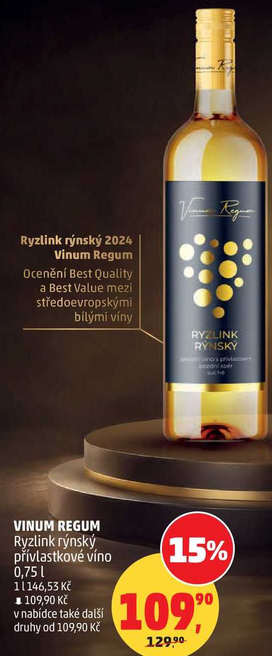 VINUM REGUM Ryzlink rýnský přívlastkové víno, 0,75 l