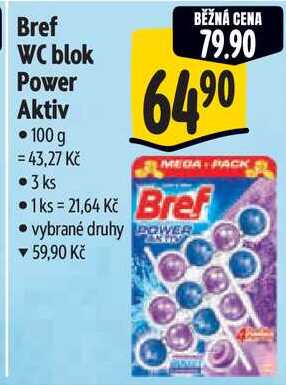 Bref WC blok Power Aktiv 3 ks, 100 g