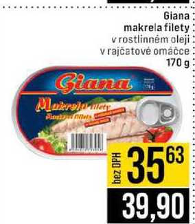 Giana makrela filety v rostlinném oleji v rajčatové omáčce 170 g 