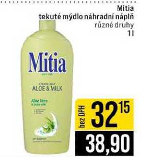 Mitia tekuté mýdlo náhradní náplň různé druhy 1l