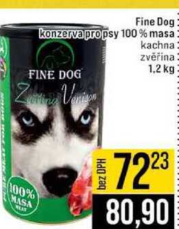 Fine Dog konzerva pro psy 100% masa kachna zvěřina 1.2 kg