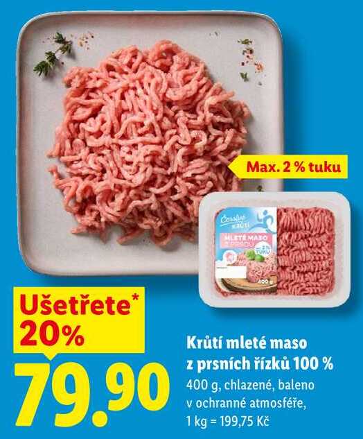 Krůtí mleté maso z prsních řízků 100%, 400 g