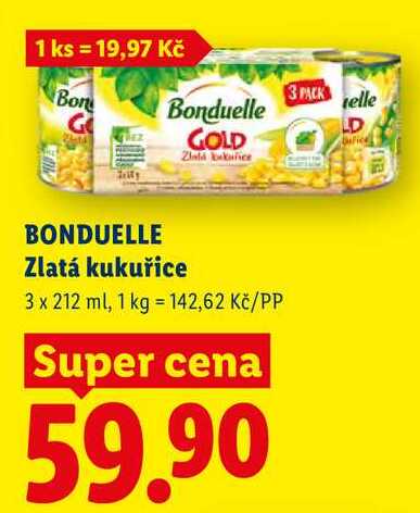 BONDUELLE Zlatá kukuřice, 3x 212 ml