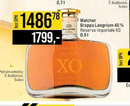 Walcher Grappa Langrium 40% Reserva Imperiale XO 0,5l