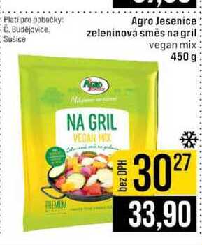 Agro Jesenice zeleninová směs na gril vegan mix 450 g 
