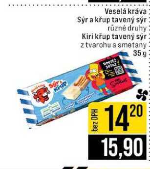 Veselá kráva Sýr a křup tavený sýr různé druhy Kiri křup tavený sýr z tvarohu a smetany 35 g