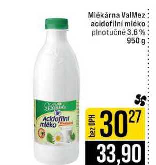 Mlékárna ValMez acidofilní mléko plnotučné 3.6% 950 g