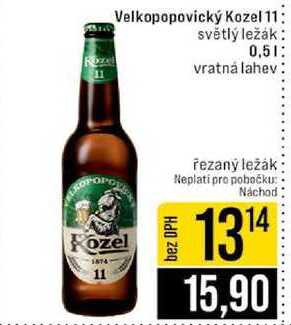 Velkopopovický Kozel 11 světlý ležák 0,5l