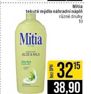 Mitia tekuté mýdlo náhradní náplň různé druhy 1l