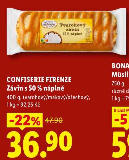 CONFISERIE FIRENZE Závin s 50 % náplně, 400 g