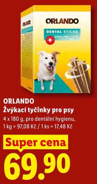 ORLANDO Žvýkací tyčinky pro psy, 4x 180 g